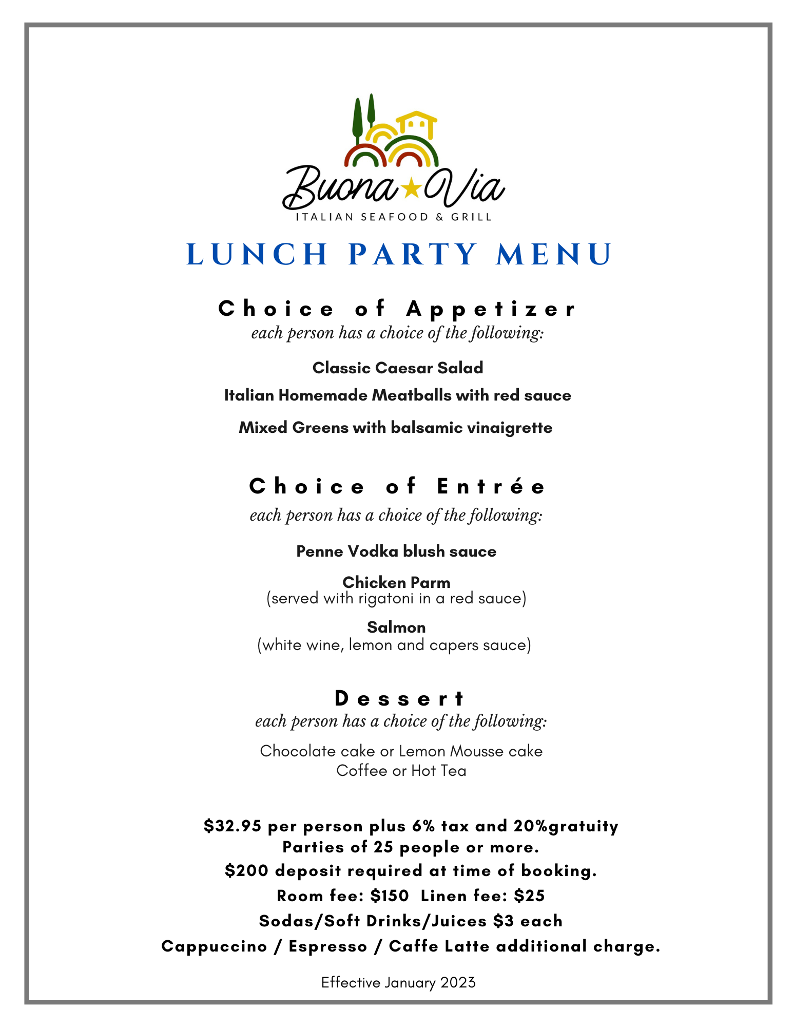 LUNCH PARTY MENU 2023