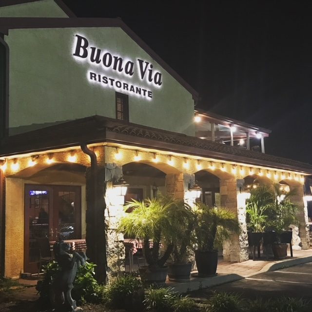 Buona vista restaurant at night.
